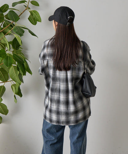 【AW】輕法蘭絨格紋寬鬆襯衫
