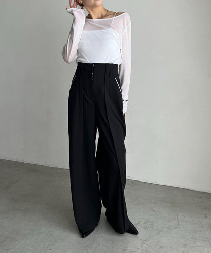 〈C.L〉剪裁高腰長褲