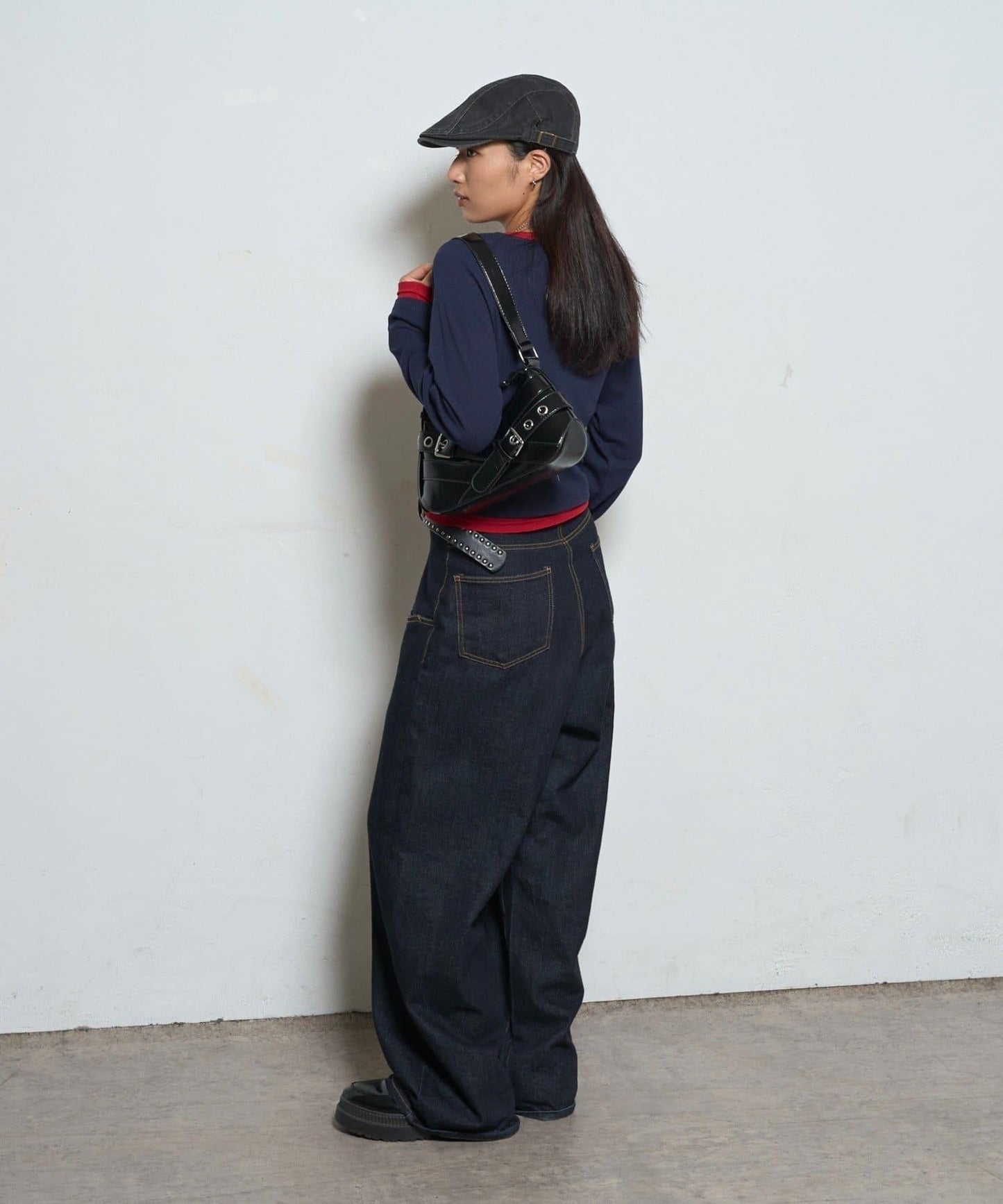 拼接亨利領上衣