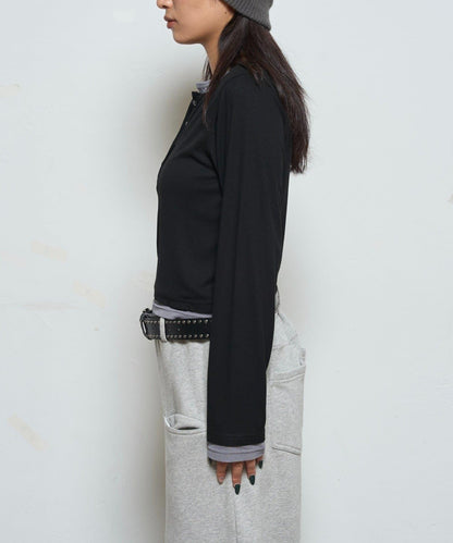 拼接亨利領上衣