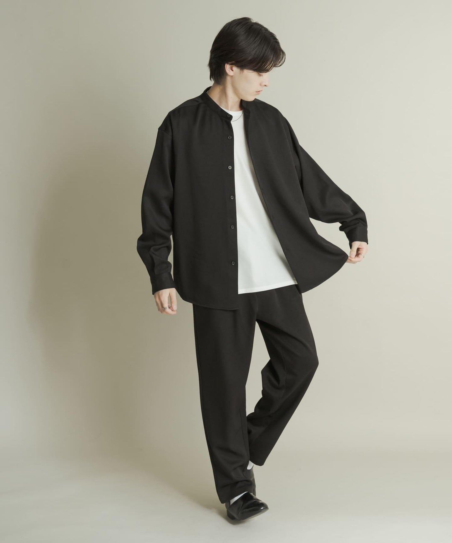 羊毛感雙褶錐形褲