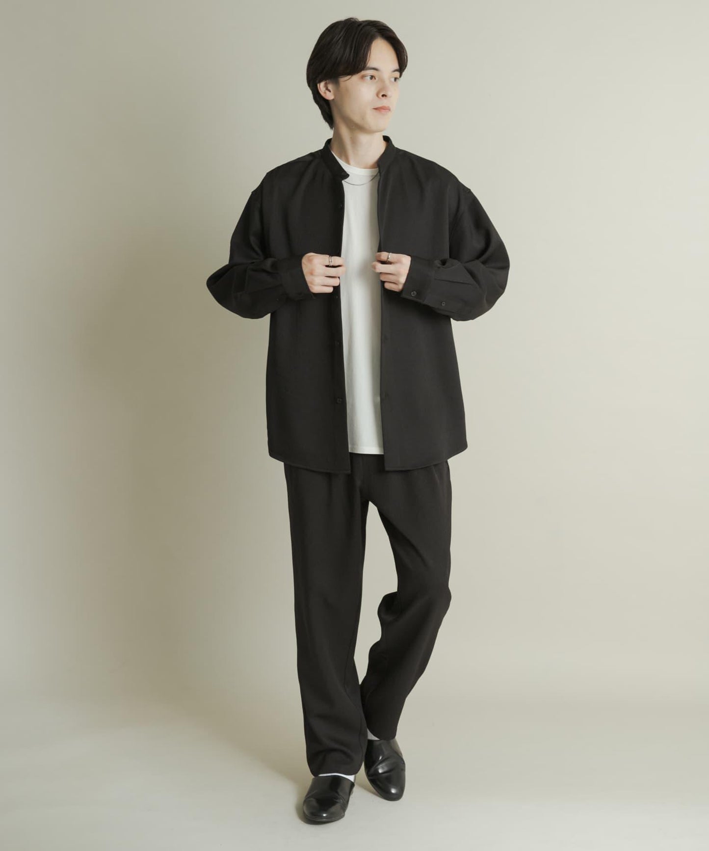 羊毛感雙褶錐形褲