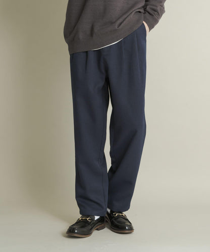 羊毛感雙褶錐形褲