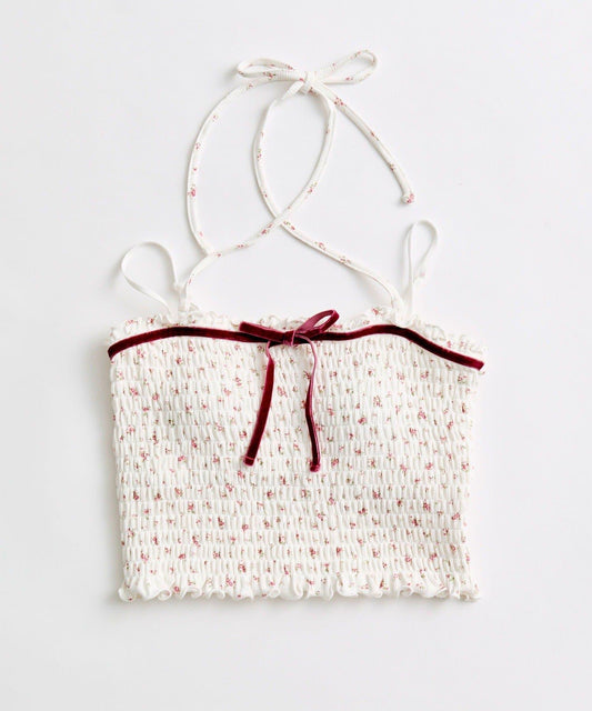 天鵝絨蝴蝶結吊帶背心