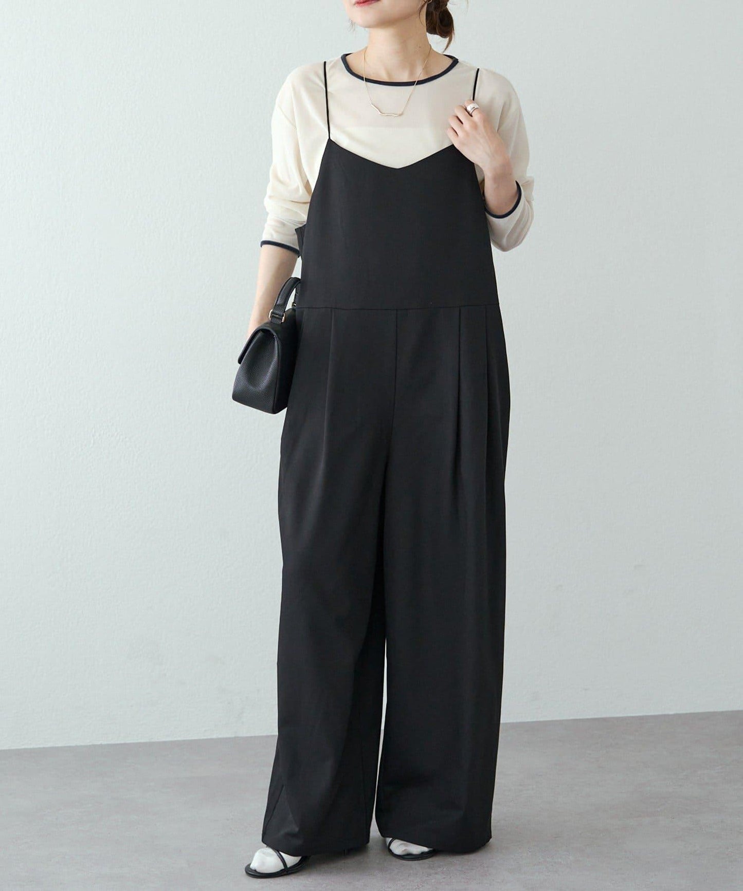 【套裝可搭配】雙褶彈力揹帶褲