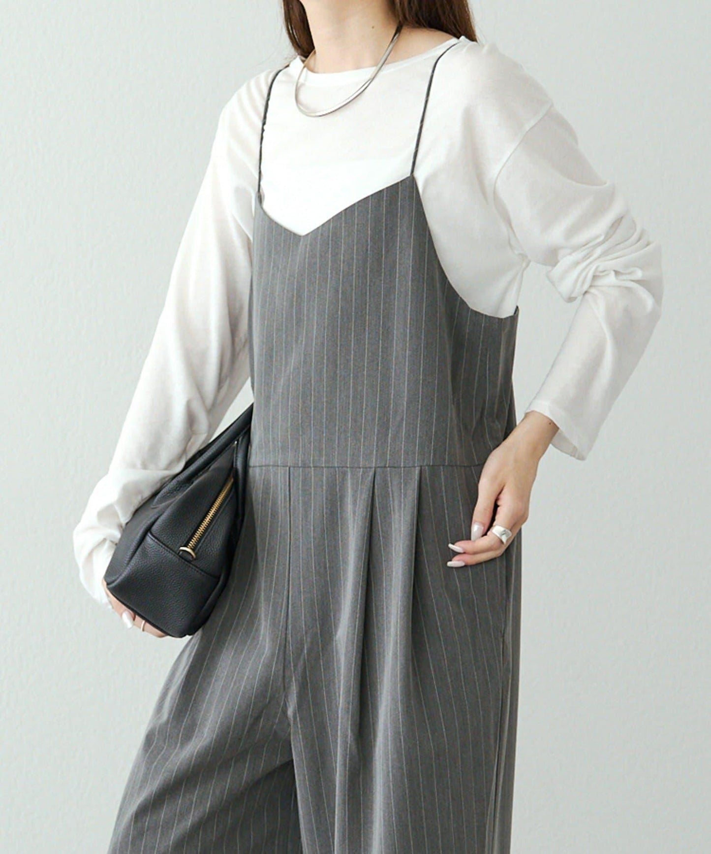 【套裝可搭配】雙褶彈力揹帶褲