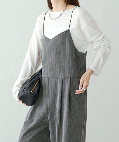 【套裝可搭配】雙褶彈力揹帶褲