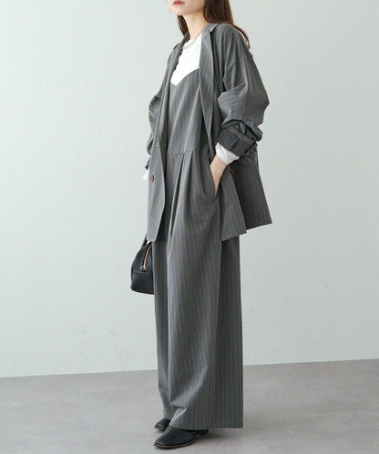 【套裝可搭配】雙褶彈力揹帶褲