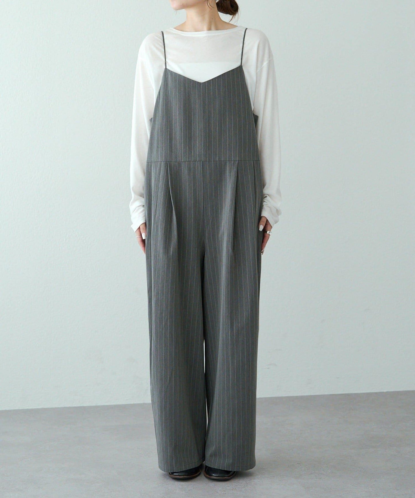 【套裝可搭配】雙褶彈力揹帶褲