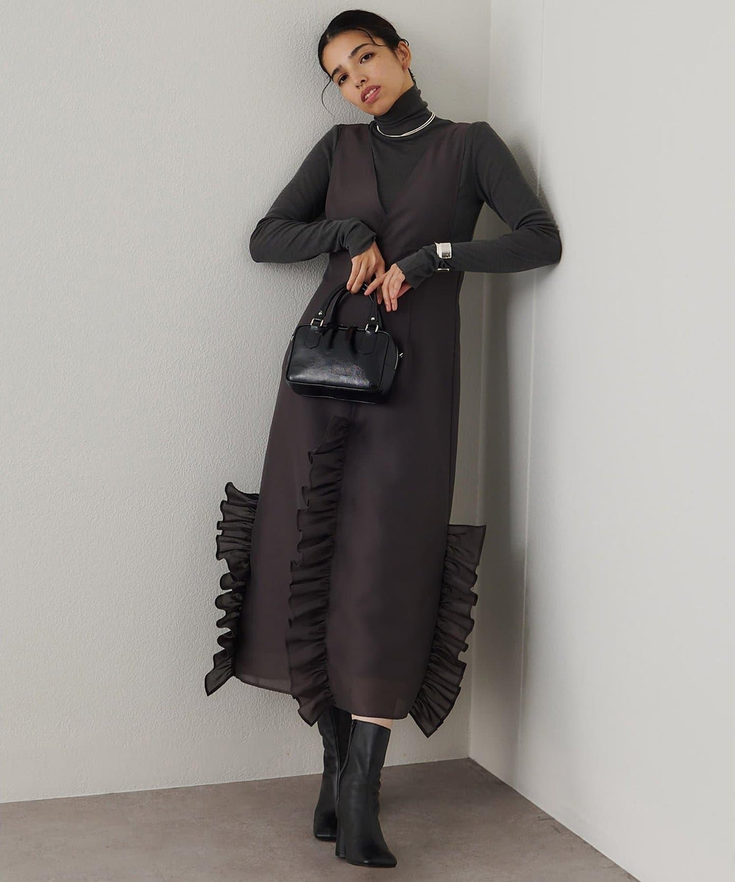 羊毛混紡高領套頭衫