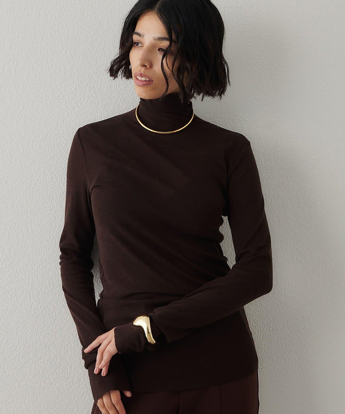 羊毛混紡高領套頭衫