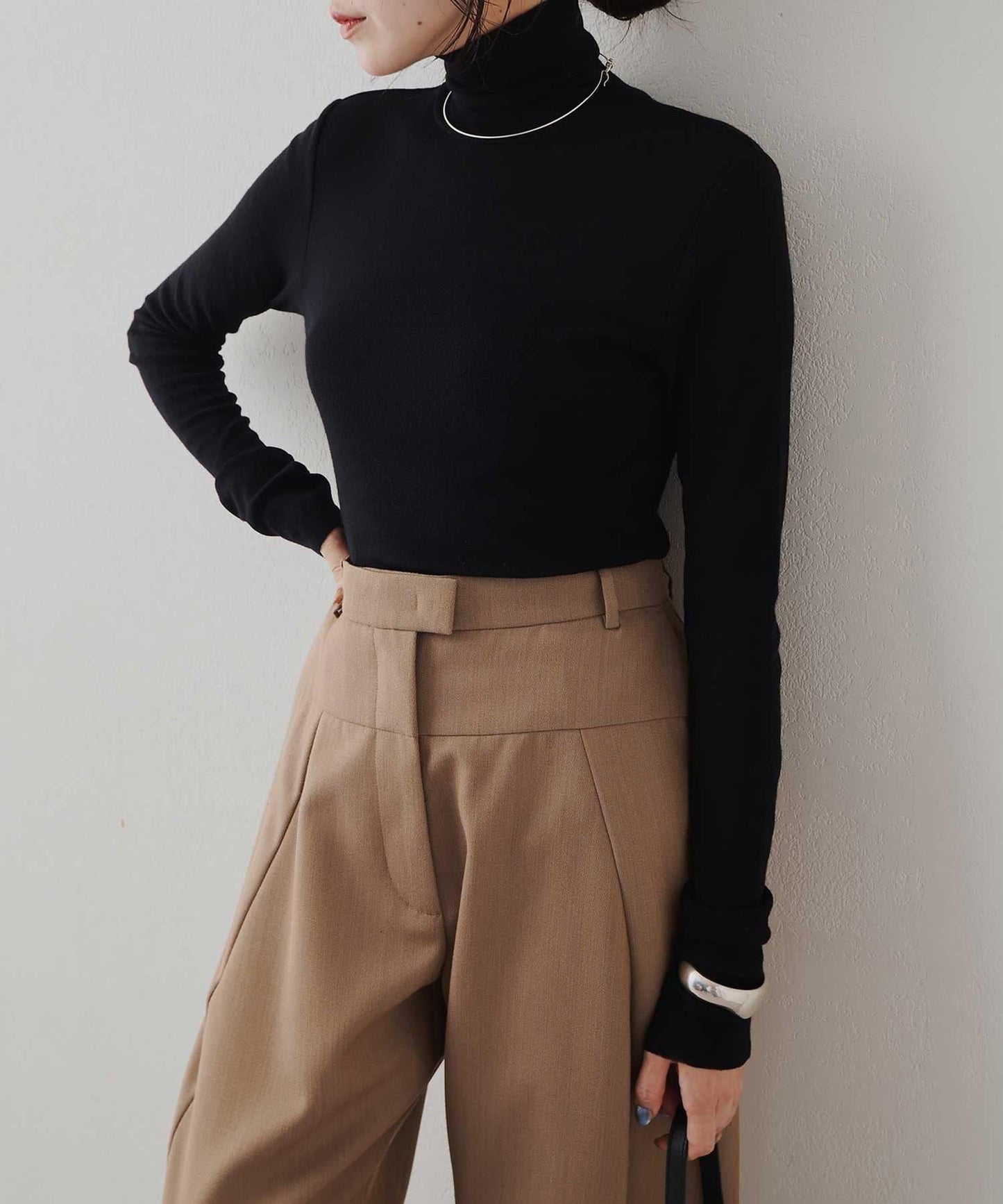 羊毛混紡高領套頭衫