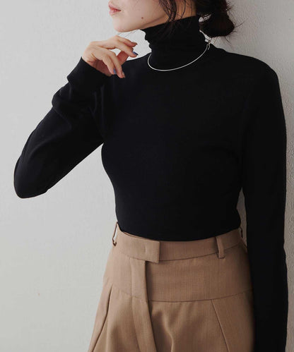 羊毛混紡高領套頭衫