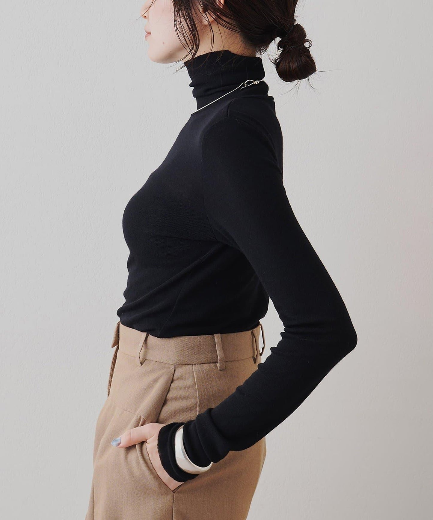 羊毛混紡高領套頭衫