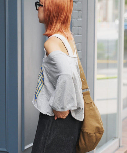 etsinta改良款一字肩五分袖T恤