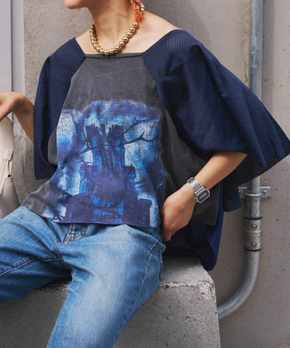 etsinta改良款網紗喇叭袖T恤