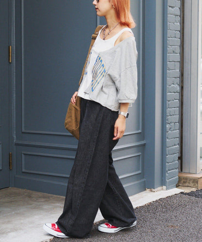 etsinta改良款一字肩五分袖T恤