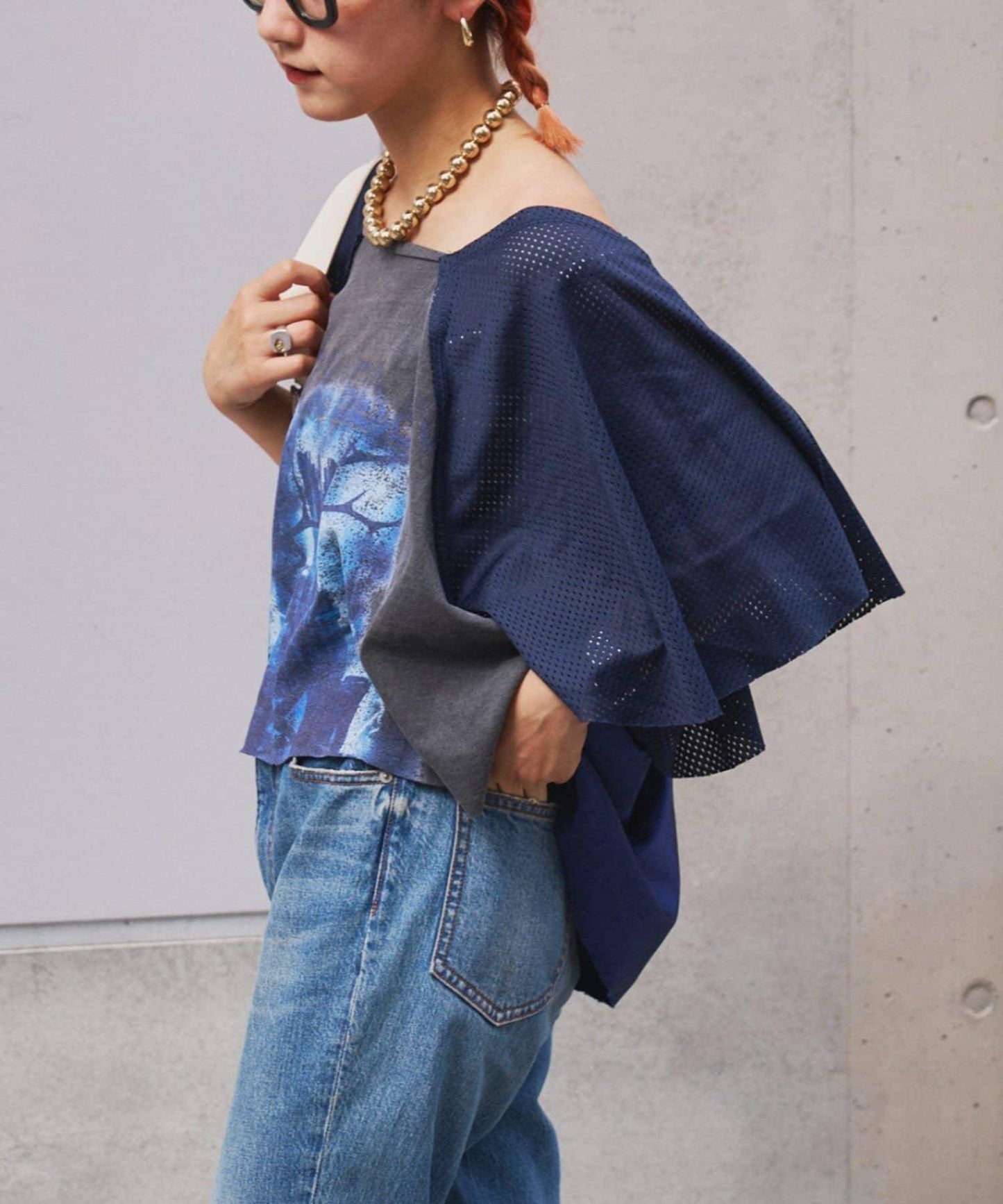 etsinta改良款網紗喇叭袖T恤