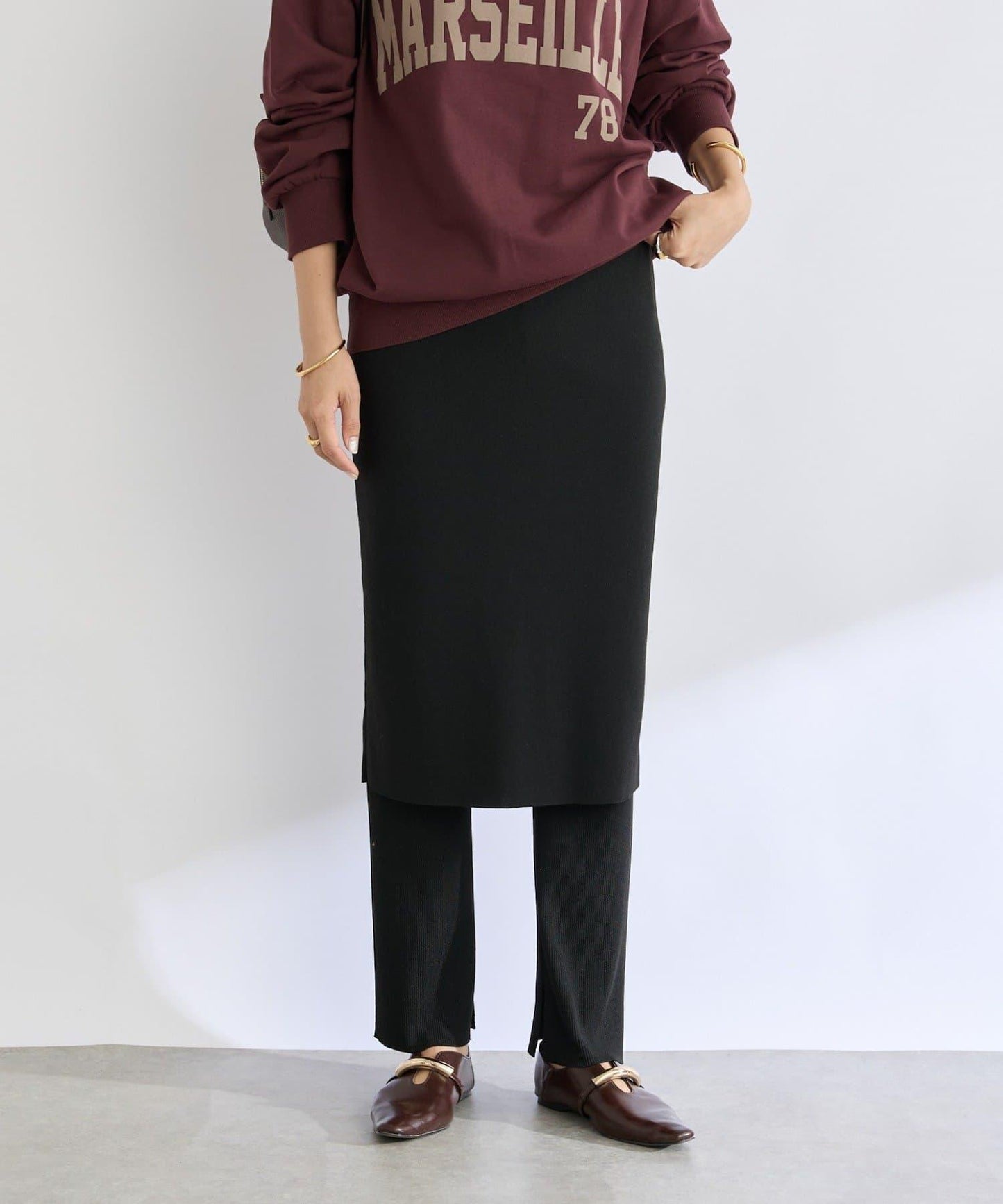 【時尚單品】拼接半身裙針織褲/預計10月下旬發貨