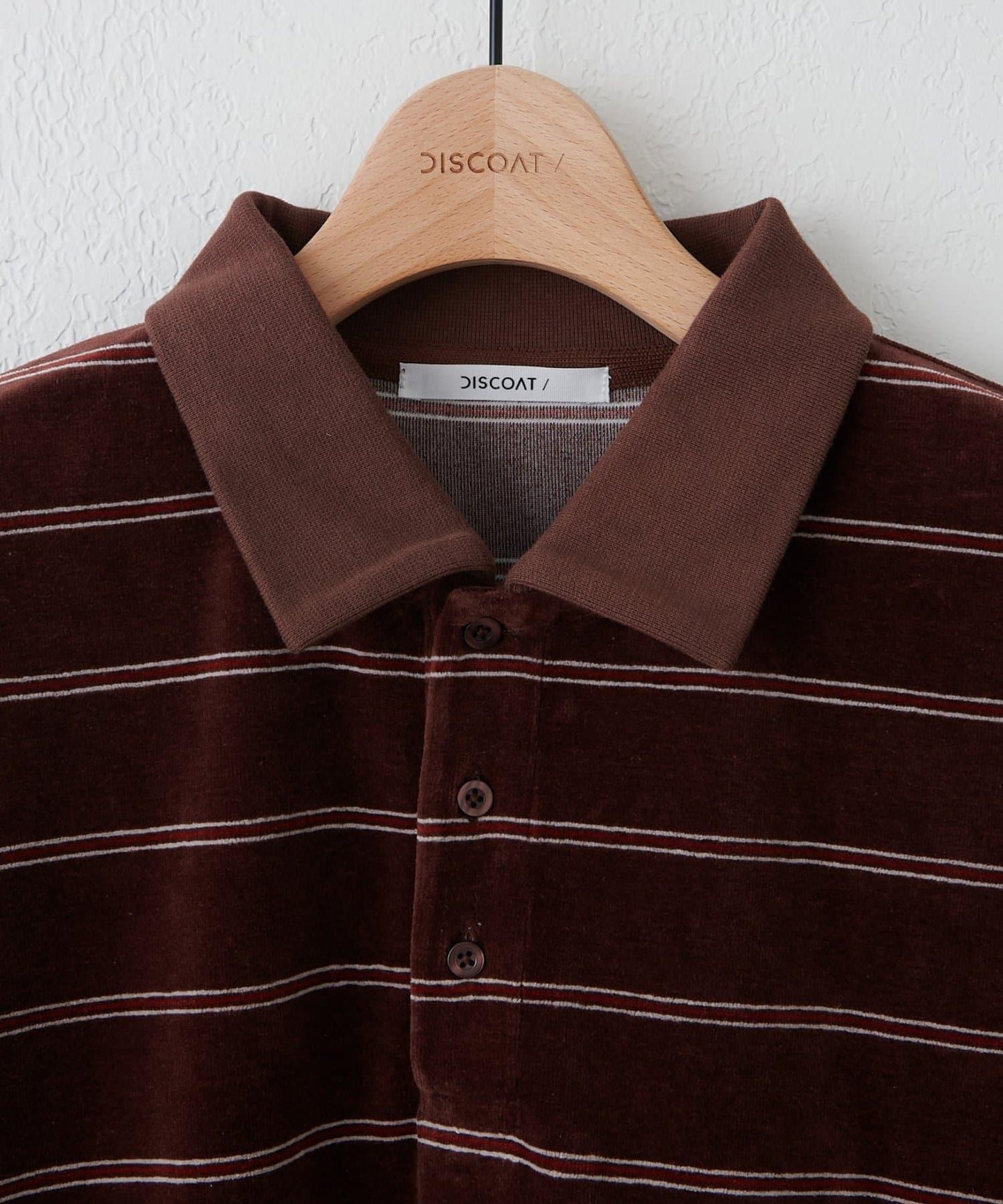 【Discoat】【男女同款】天鵝絨條紋POLO衫