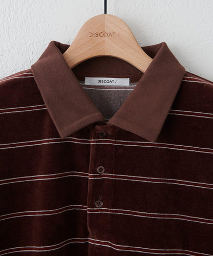 【Discoat】【男女同款】天鵝絨條紋POLO衫