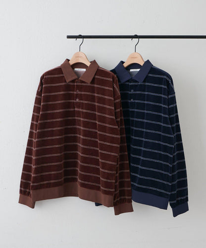 【Discoat】【男女同款】天鵝絨條紋POLO衫