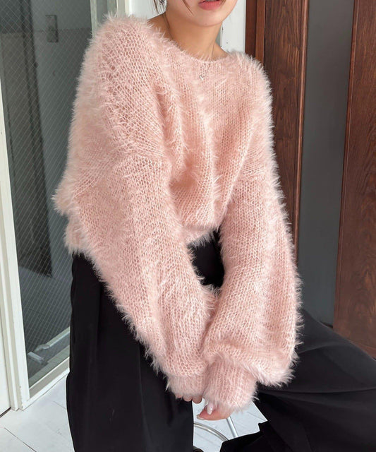 羽毛絨圓領套頭衫