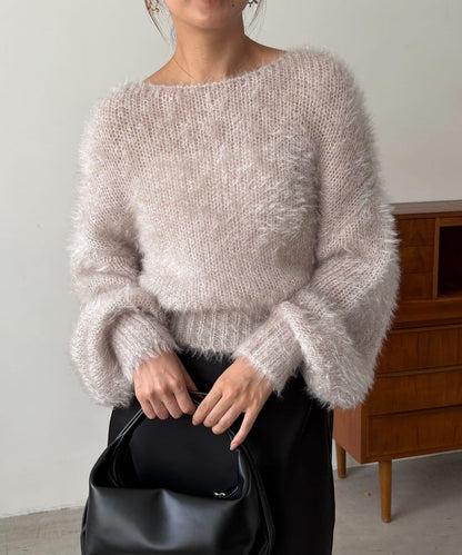 羽毛絨圓領套頭衫