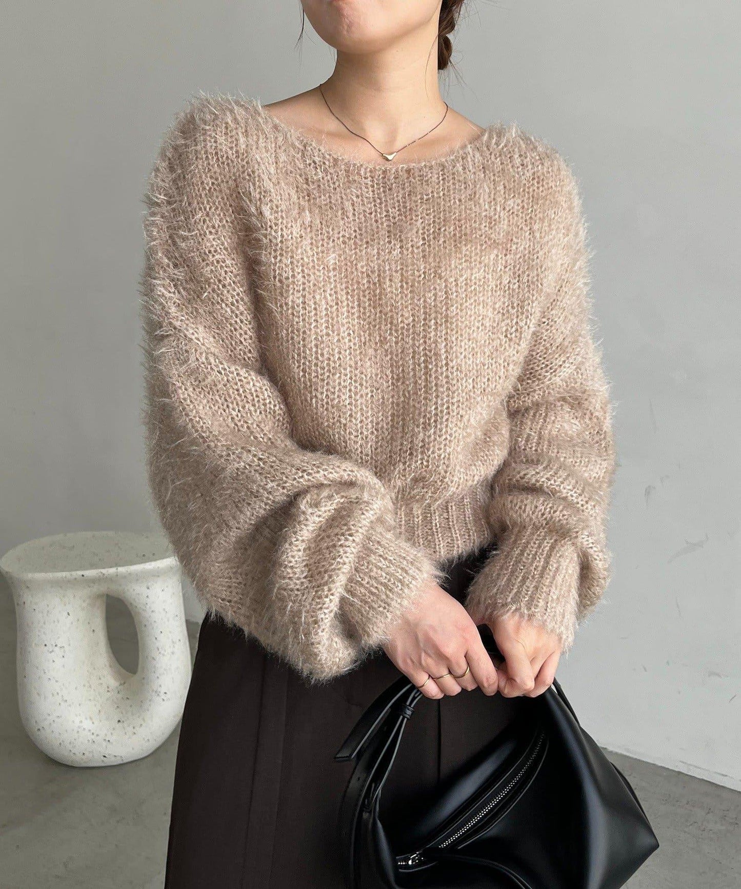 羽毛絨圓領套頭衫