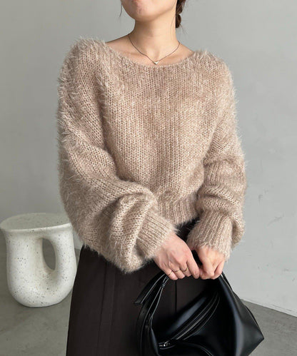 羽毛絨圓領套頭衫