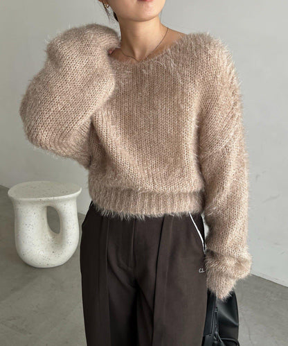 羽毛絨圓領套頭衫