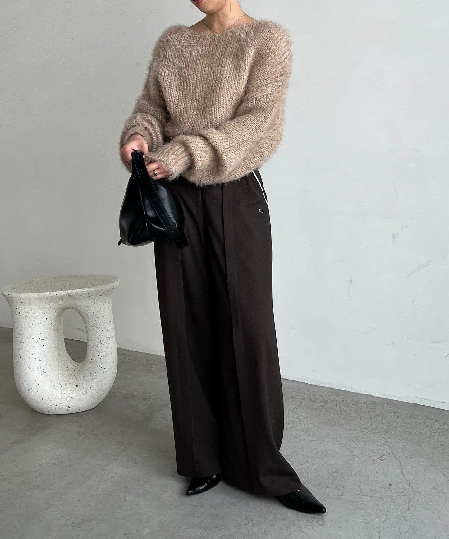 羽毛絨圓領套頭衫