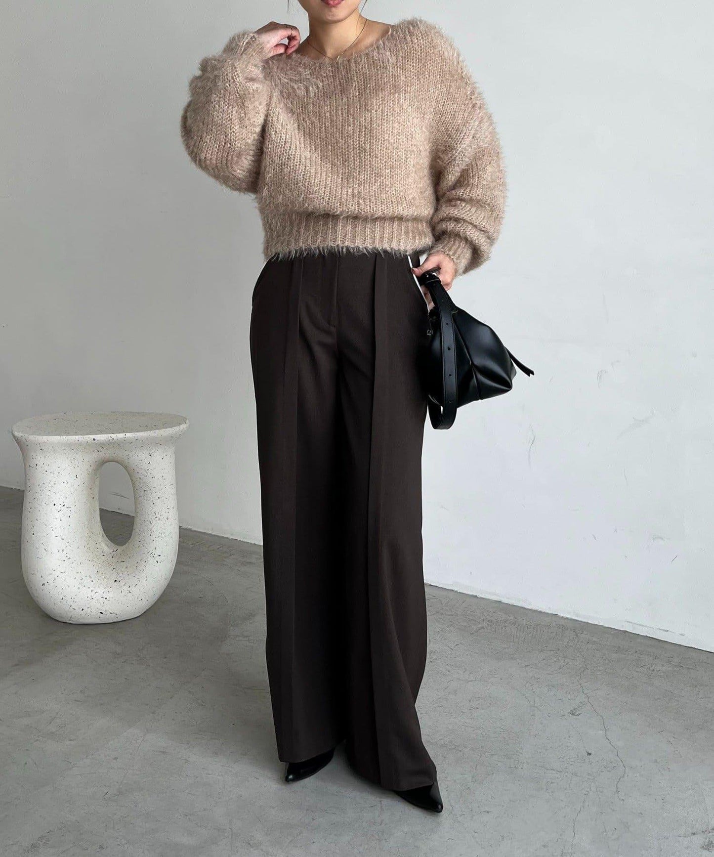 羽毛絨圓領套頭衫