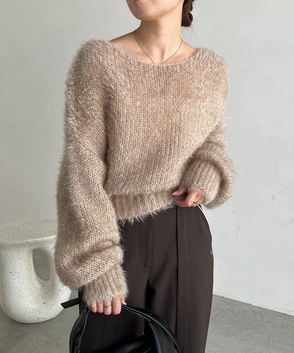 羽毛絨圓領套頭衫