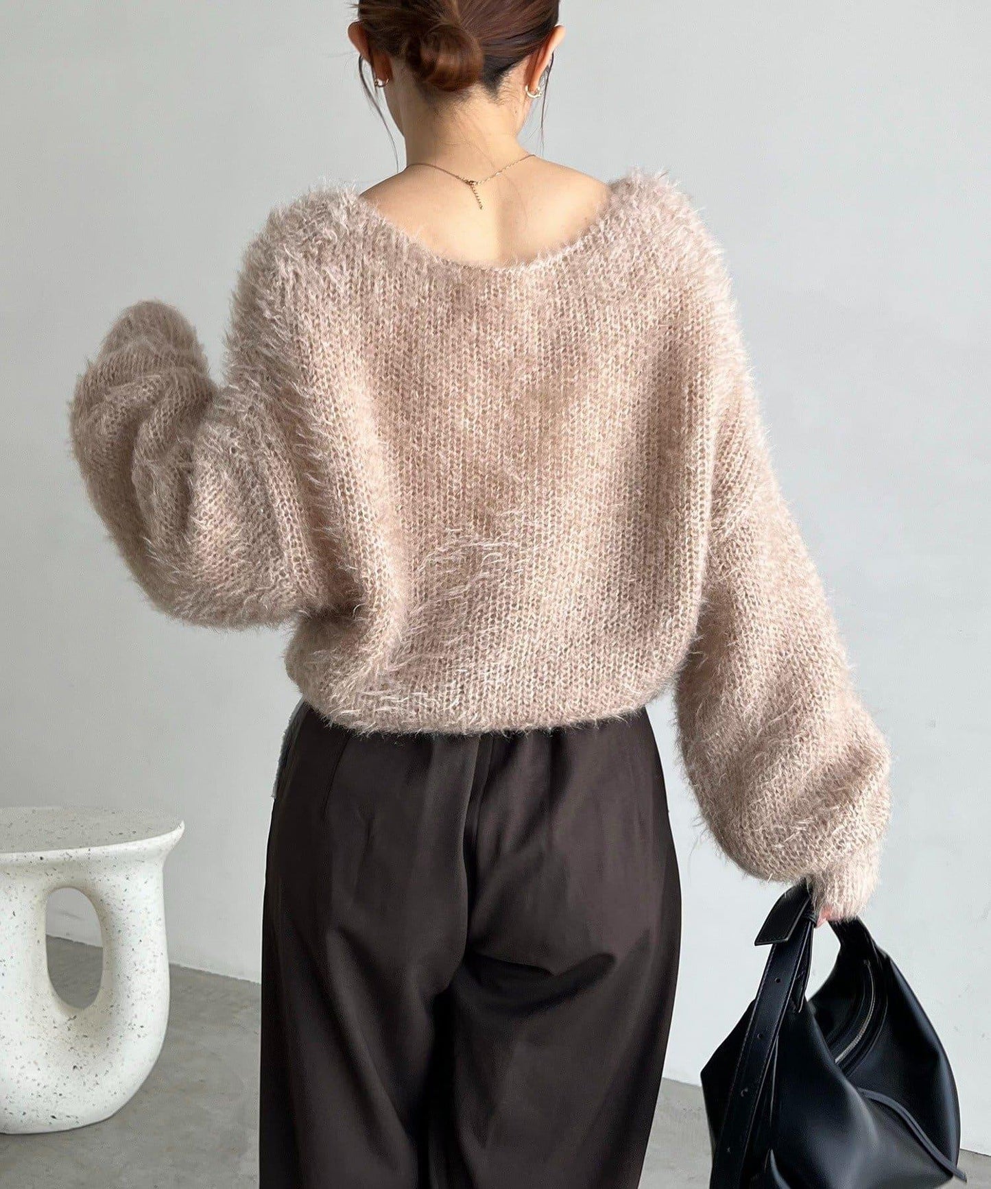 羽毛絨圓領套頭衫