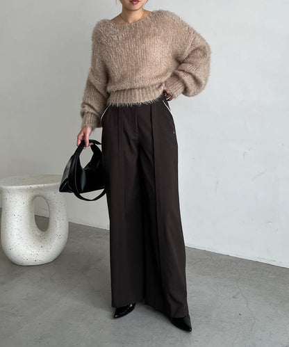 羽毛絨圓領套頭衫