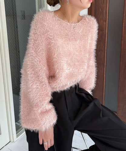 羽毛絨圓領套頭衫