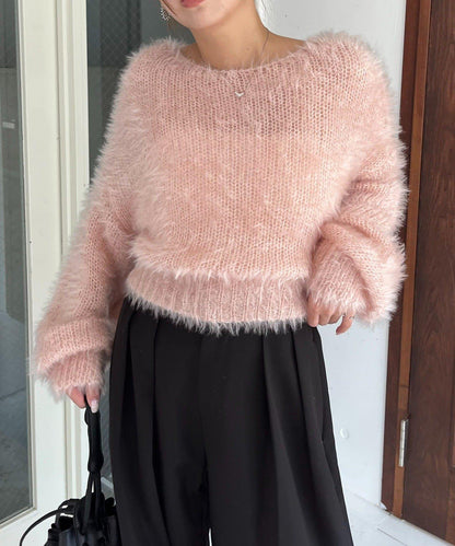 羽毛絨圓領套頭衫