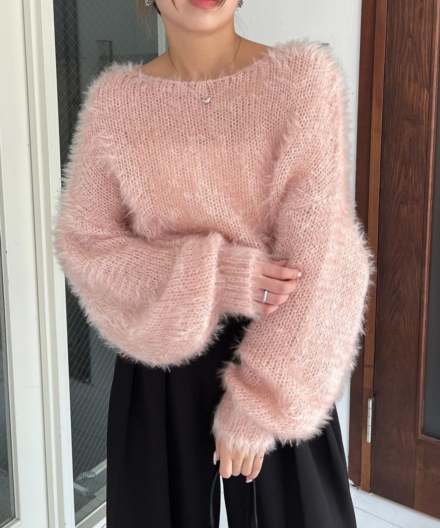 羽毛絨圓領套頭衫