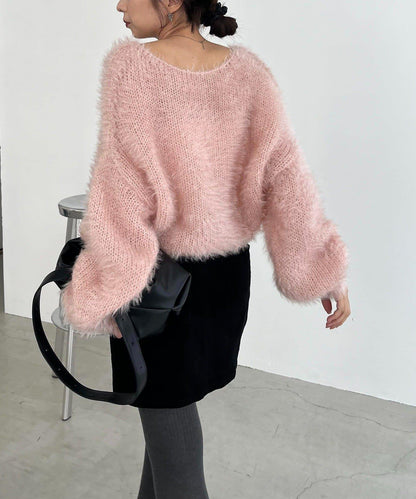 羽毛絨圓領套頭衫