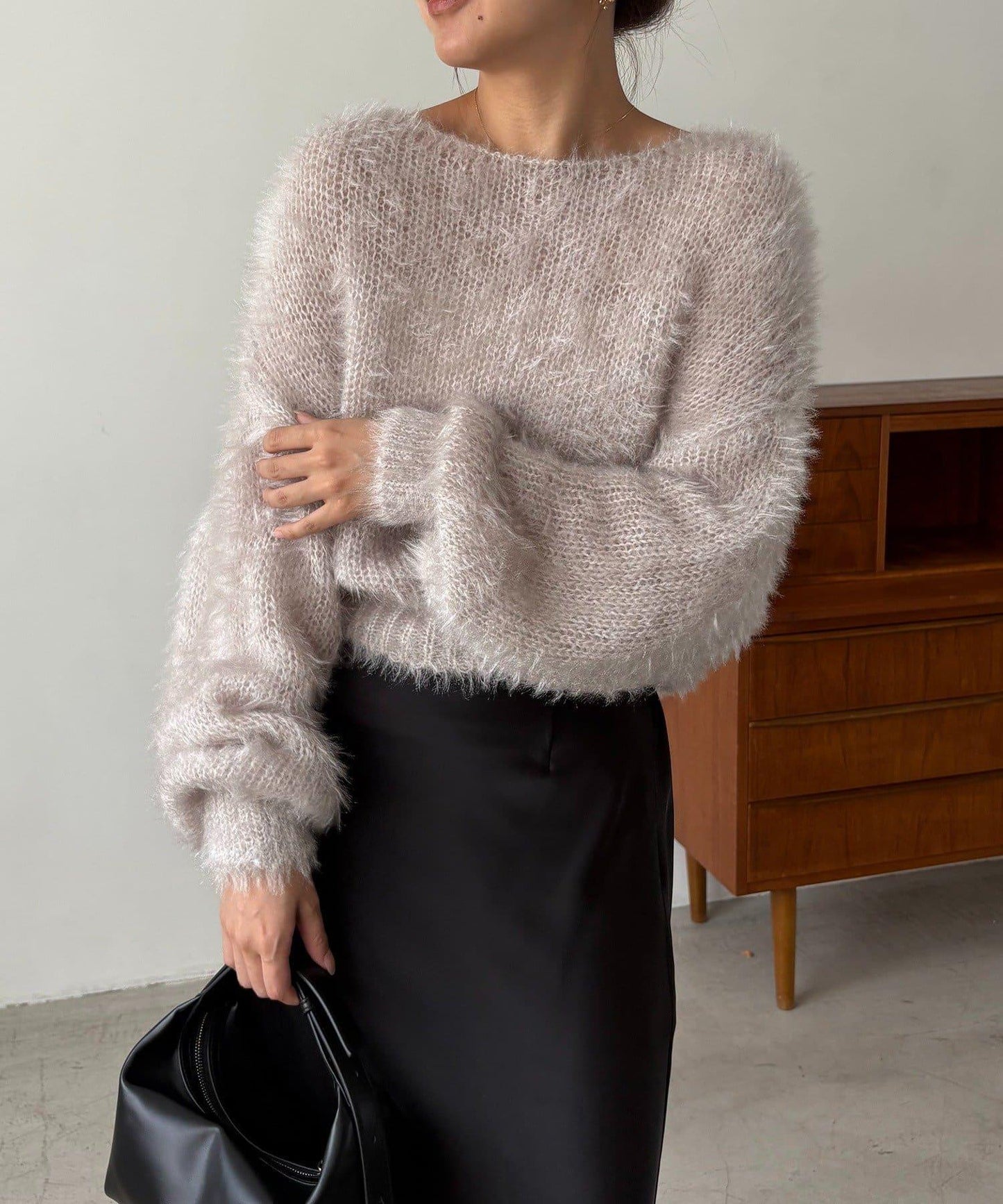 羽毛絨圓領套頭衫