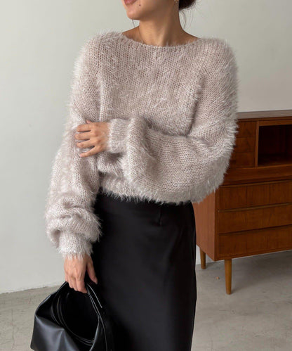 羽毛絨圓領套頭衫