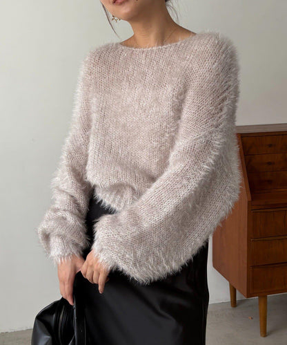 羽毛絨圓領套頭衫