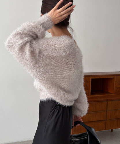 羽毛絨圓領套頭衫