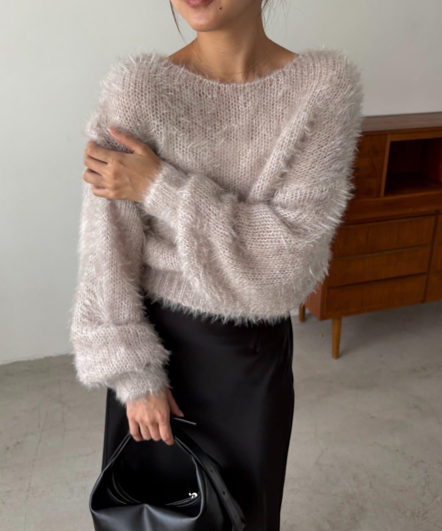 羽毛絨圓領套頭衫