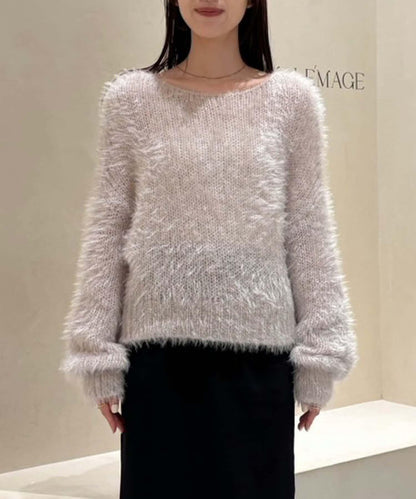 羽毛絨圓領套頭衫