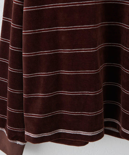 【Discoat】【男女同款】天鵝絨條紋圓領衫