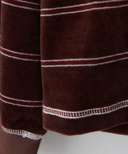 【Discoat】【男女同款】天鵝絨條紋圓領衫