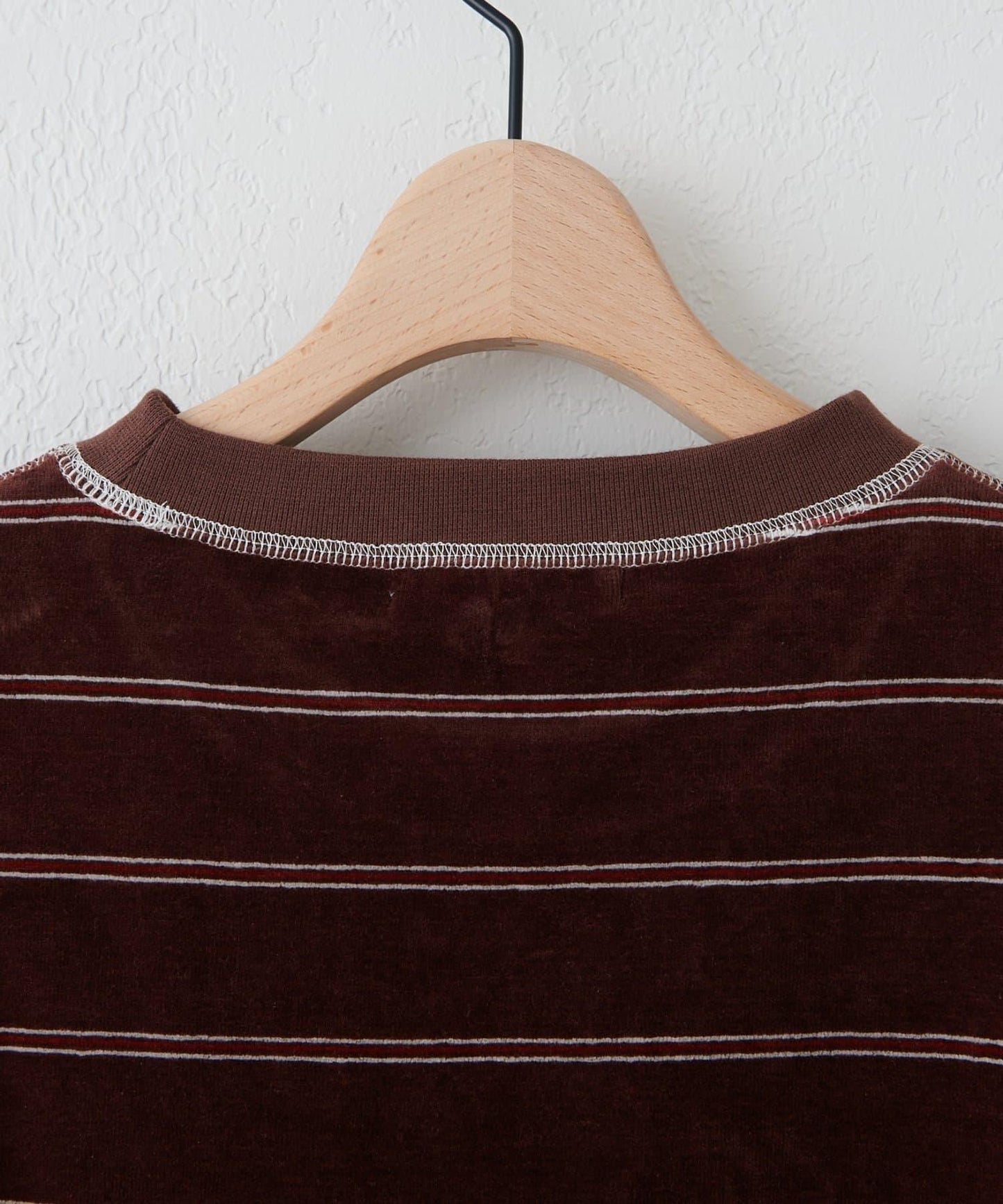 【Discoat】【男女同款】天鵝絨條紋圓領衫