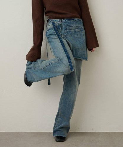 帶口袋喇叭牛仔褲